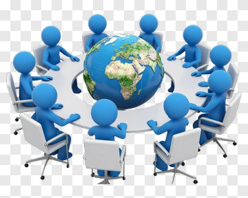 Blue 3D People Around Globe PNG