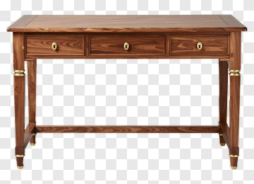 Wooden Desk With Brass Accents PNG