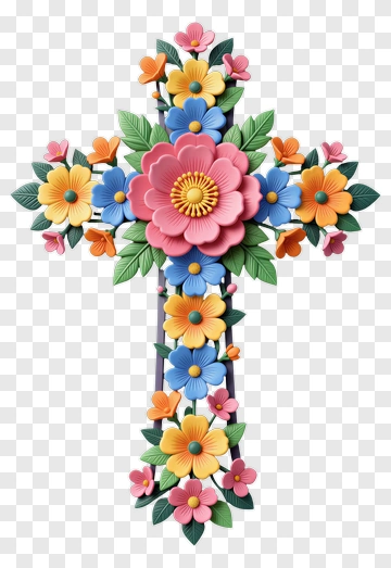 Flower Cross Decor PNG