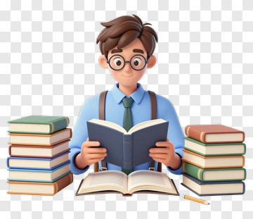 Cartoon Boy Reading Book PNG