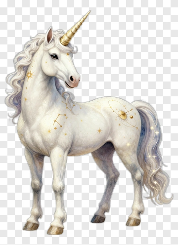 Magical Unicorn With Celestial Pattern PNG