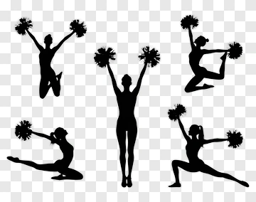 Cheerleaders In Silhouette PNG