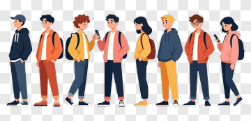 Group Of Students Standing In Line PNG