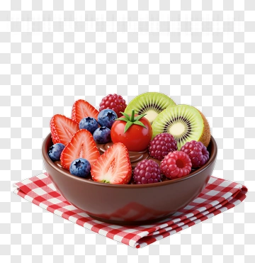 Fruit Bowl With Mixed Berries And Kiwi PNG