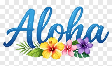 Aloha Tropical Flower Design PNG