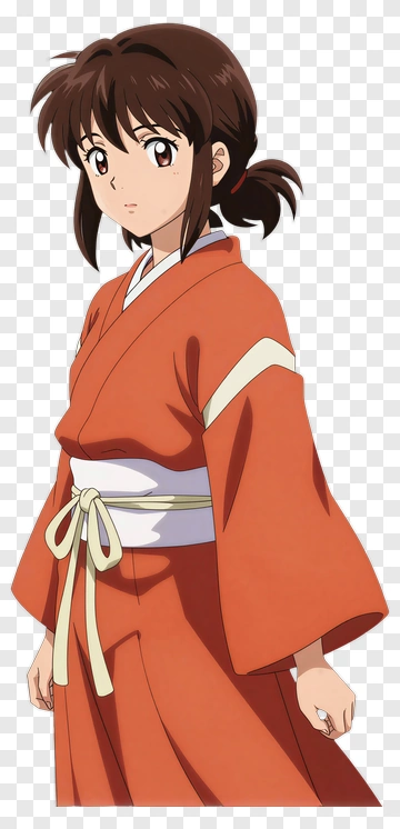 Kagura In Orange Kimono PNG