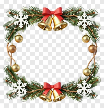 Christmas Wreath With Bells And Snowflakes PNG