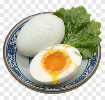 Salted Egg With Lettuce Leaf PNG