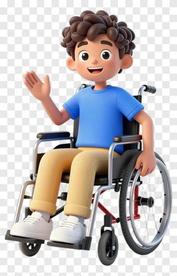 Boy In Wheelchair Waving PNG