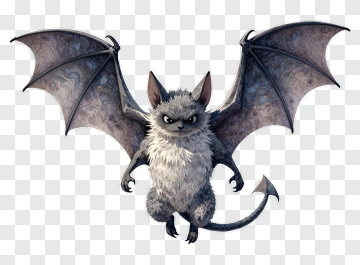 Furry Winged Bat Creature PNG