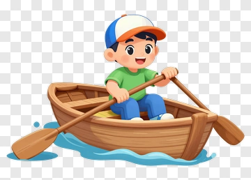 Boy Rowing A Boat PNG