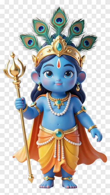 Blue Child Deity With Peacock Feathers PNG