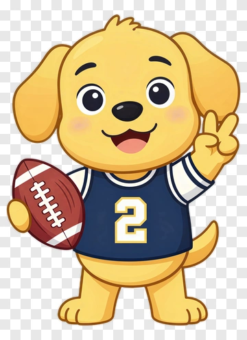 Happy Dog Football Player PNG
