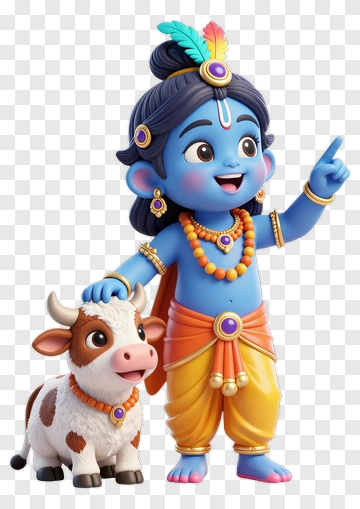 Blue-skinned Child With Cow PNG