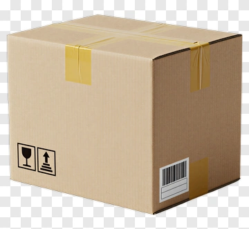 Cardboard Box With Barcode And Handling Symbols PNG