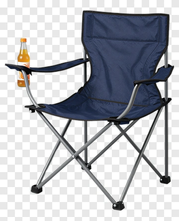 Blue Camping Chair With Orange Drink PNG