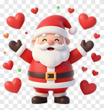 Santa Claus With Floating Hearts PNG