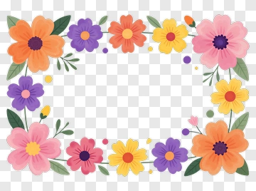 Floral Border With Bright Flowers PNG