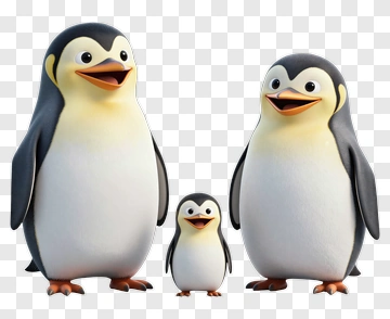 Penguin Family Together PNG