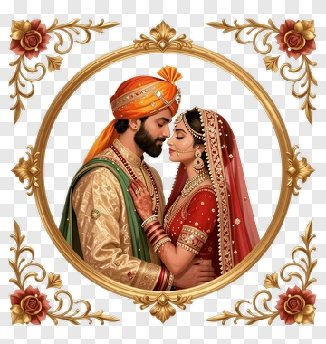 Indian Couple In Wedding Attire PNG