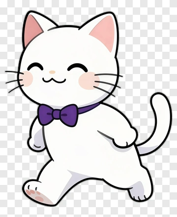 White Cat Wearing Bow Tie PNG