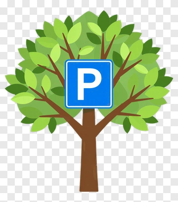 Tree With Parking Sign PNG