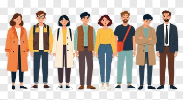 Group Of People In Casual Outfits PNG