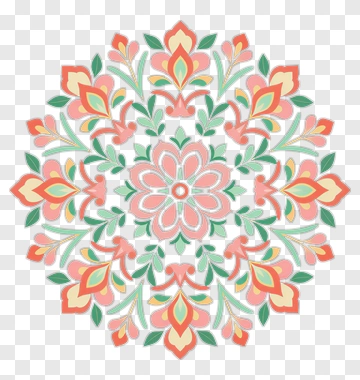Symmetrical Flower Mandala Design PNG