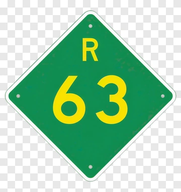 Green Road Sign With Yellow Route Number PNG