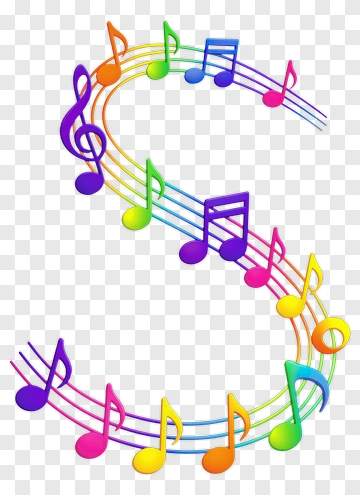 Rainbow Musical Notes Forming Letter S PNG