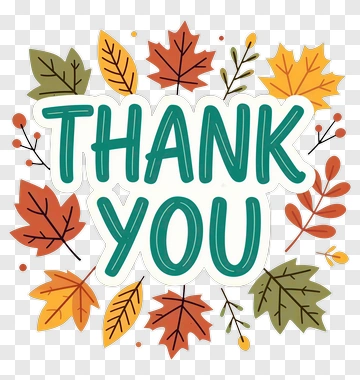 Thank You Autumn Leaves Design PNG