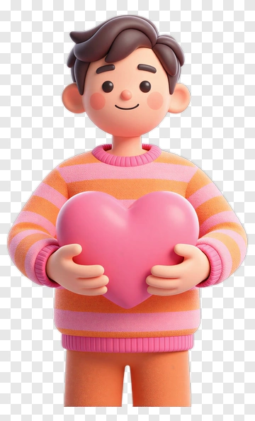 Boy Holding A Pink Heart PNG