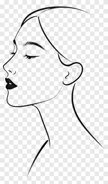 Profile Of A Woman In Black And White PNG
