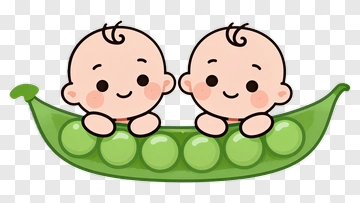 Twin Babies In Pea Pod PNG