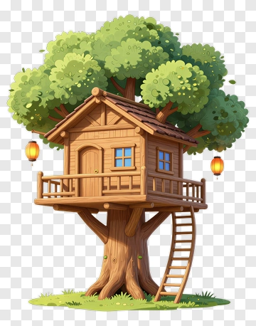 Tree House With Lanterns PNG