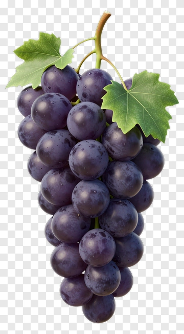 Cluster Of Purple Grapes With Leaves PNG