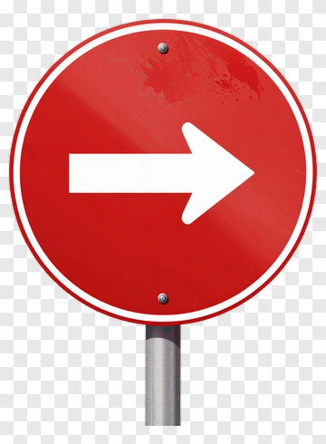 Red Road Sign With White Arrow PNG