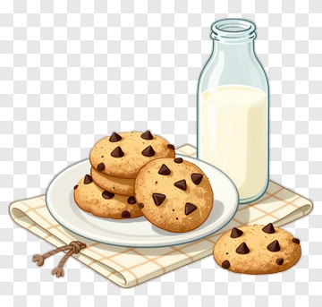 Chocolate Chip Cookies With Milk PNG