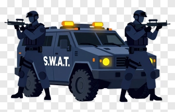 SWAT Team With Armored Vehicle PNG