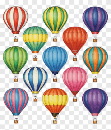 Hot Air Balloons In Vibrant Colors PNG