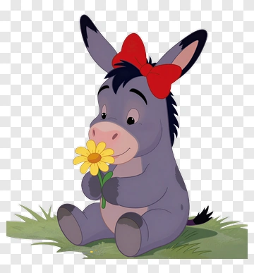 Donkey Holding Yellow Flower PNG
