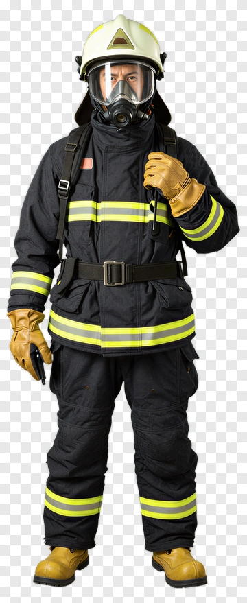 Firefighter In Full Gear PNG