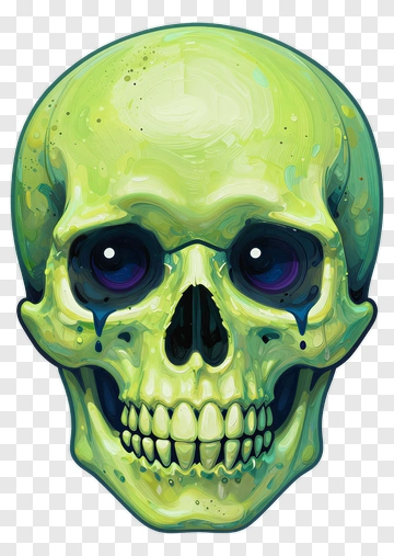 Green Skull With Tears PNG