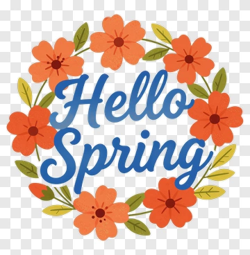 Hello Spring Floral Design PNG