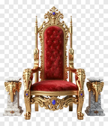 Golden Throne With Red Velvet Cushion PNG