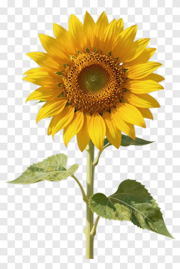 Sunflower With Stem And Leaf PNG