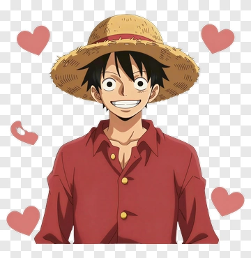 Luffy In Red Shirt And Straw Hat PNG