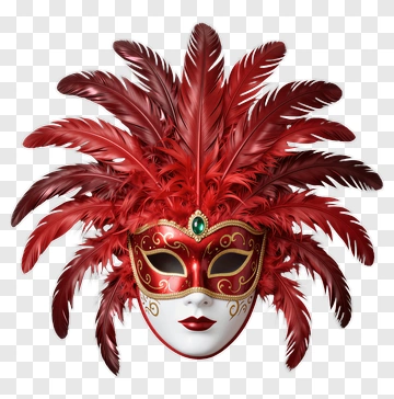 Red Feathered Masquerade Mask PNG