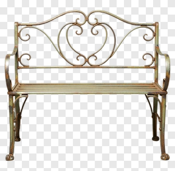 Ornate Iron Bench With Heart Design PNG