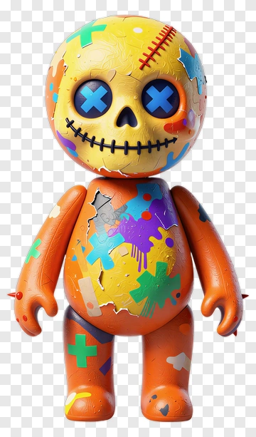 Colorful Patchwork Skeleton Toy PNG